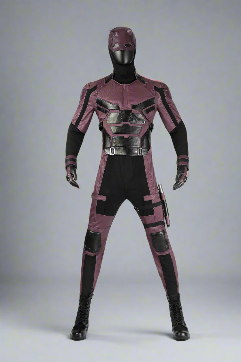 Daredevil Matt Murdock Cosplay Costume Halloween Leather Jumpsuit with Mask