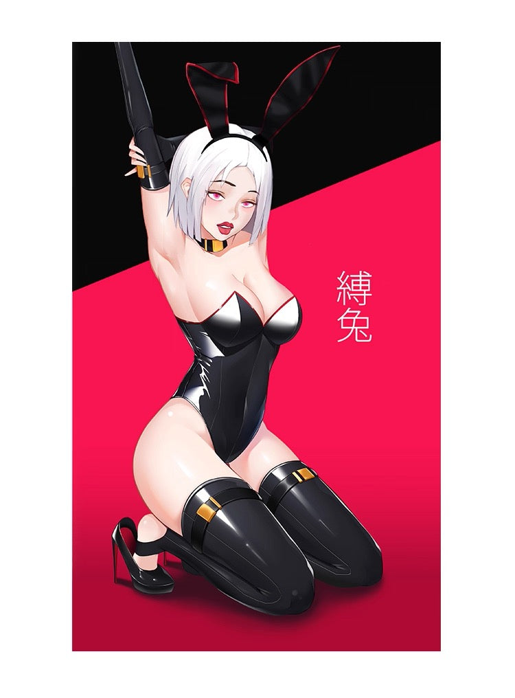 PU Leather Bound Bunny Strapless Bunny Girl Cosplay Costume Sexy Open Crotch Lingerie