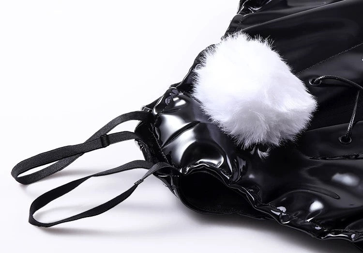 PU Leather Bound Bunny Strapless Bunny Girl Cosplay Costume Sexy Open Crotch Lingerie