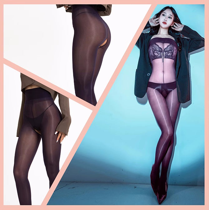 20D Crotchless High Waist Pantyhose Tights Nude