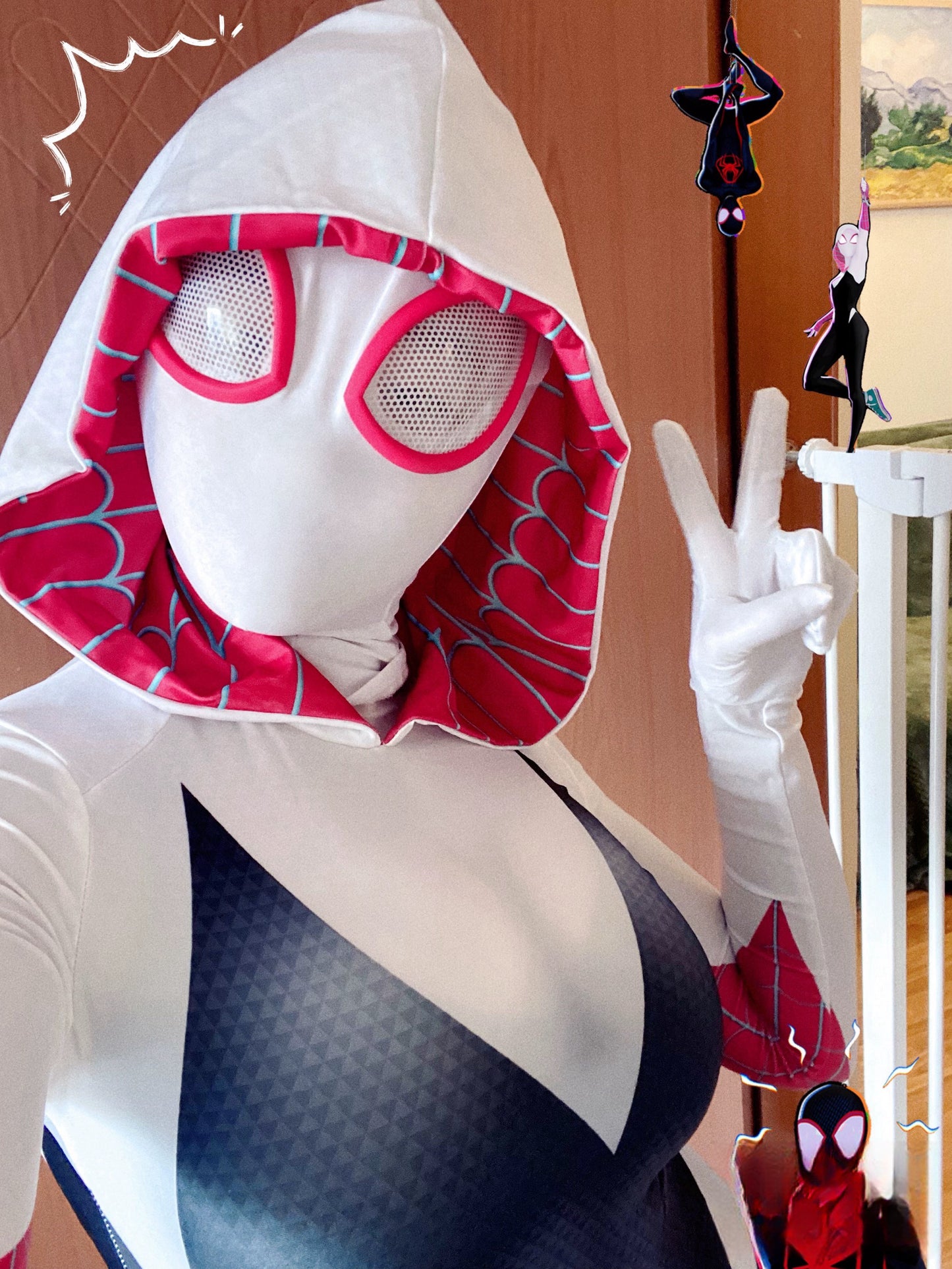 Super Hero Spider Gwen Cosplay Full Bodysuit Halloween Costume Zentai