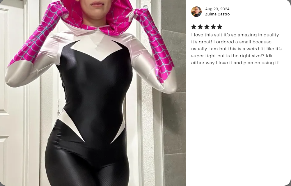 Spider-Gwen Cosplay Bodysuit | Ghost-Spider Hooded Zentai Suit