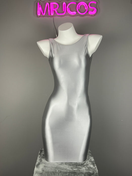 Sleeveless Tight Spandex Casual Halter Dress Basic Stretchy Wrap Party Dress