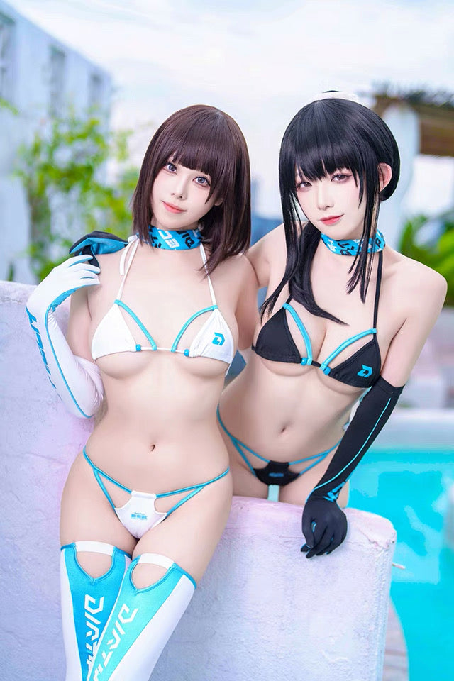 Anime Spandex Swimwear Sexy Bikini Race Queen Cosplay Set