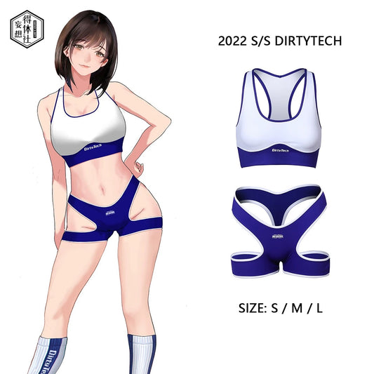 Anime Style 3-Piece Short Gymnastics Uniform Sports Tank Top with Sexy Cutout Shorts