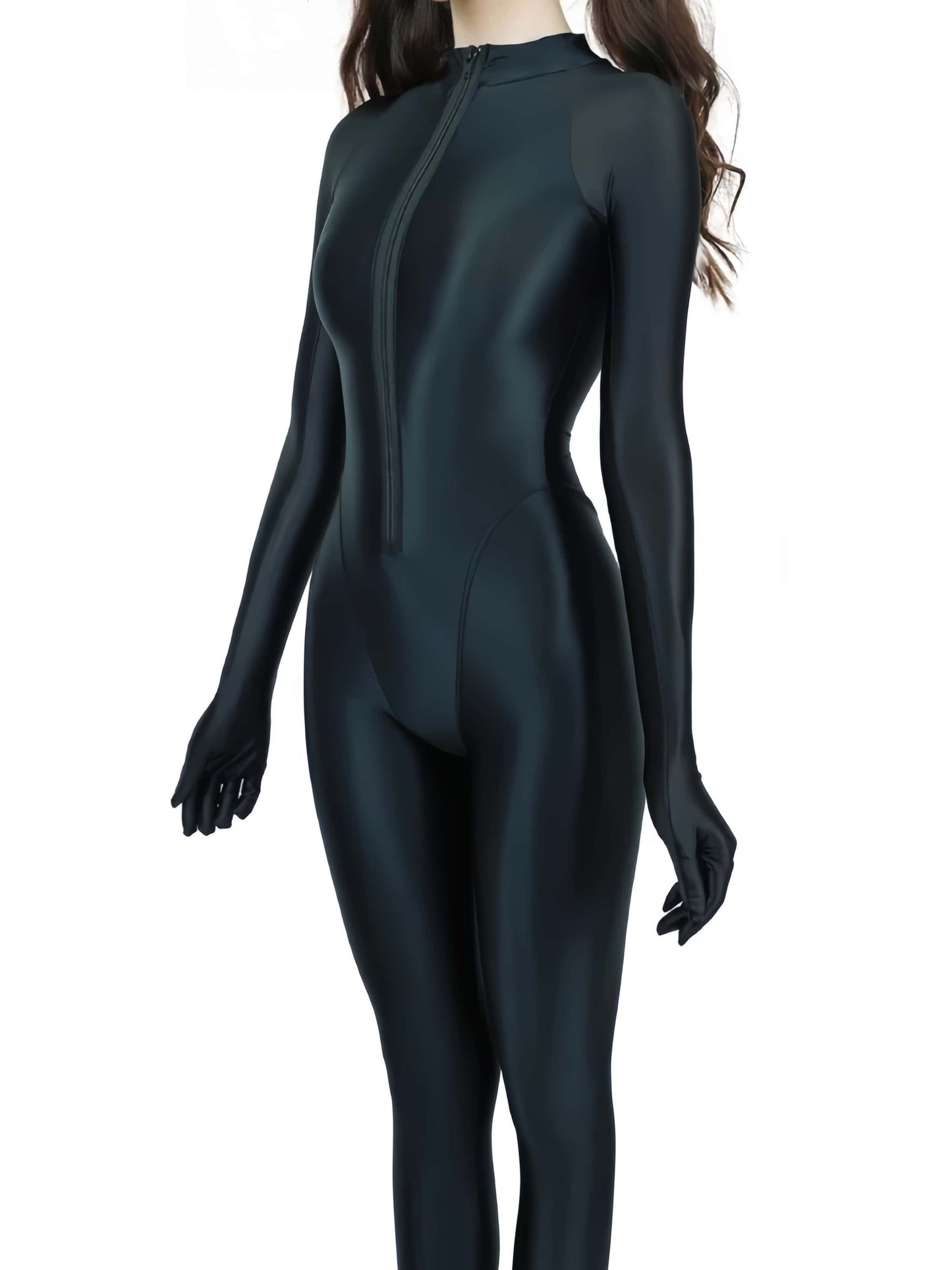 Premium High-Gloss Zentai Performance Suit – Full Coverage with Crotch Zipper