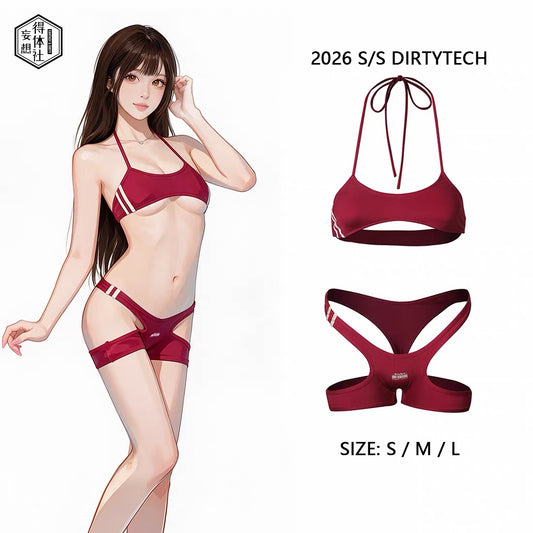 Underboob Cut-Out Two-Piece Swimsuit - Japanese Sukumizu Style
