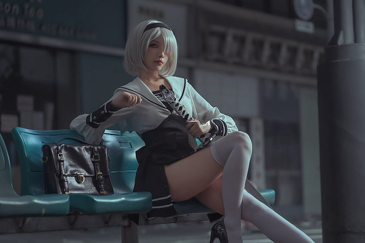Nier Automata 2B Cosplay Dress Halloween Costume Set Anime Sailor Style Costume