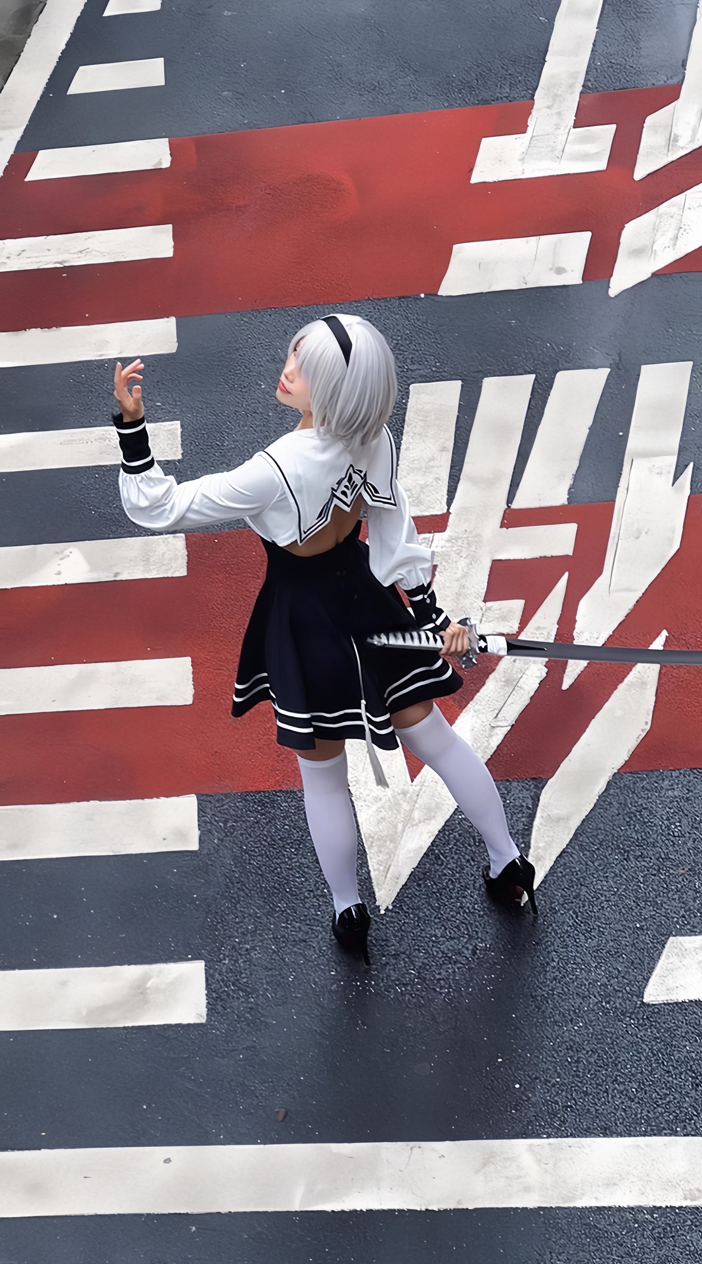 Nier Automata 2B Cosplay Dress Halloween Costume Set Anime Sailor Style Costume