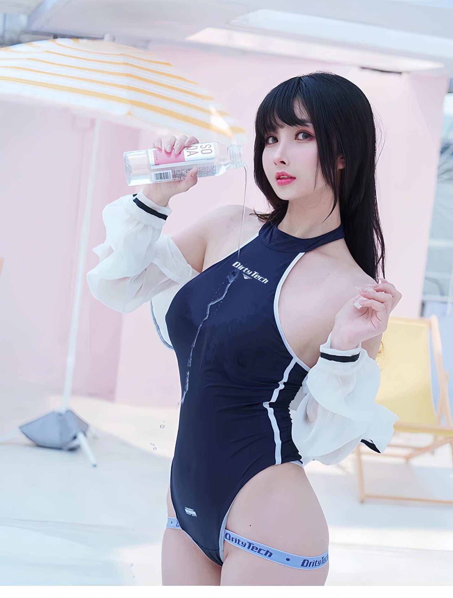 Anime Style JK One Piece Swimsuit with Jacket Spandex Racing Suit Wet Suit