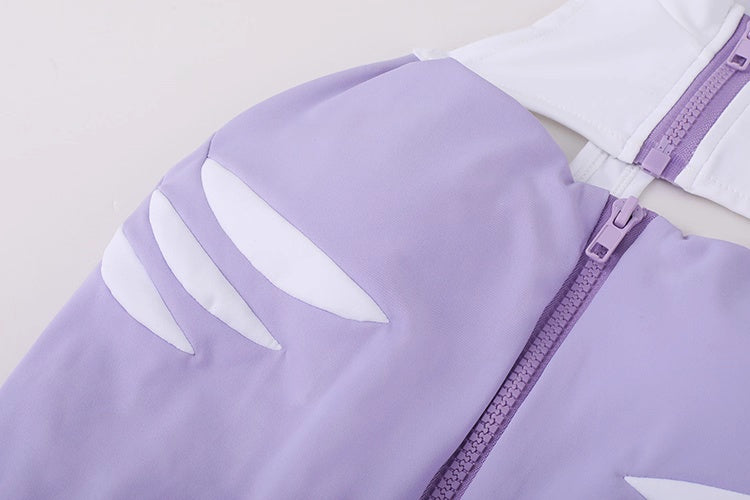 Anime Style The Purple Shark Jumpsuit Yoga Pants Full Body Sexy Fitness Active Wear