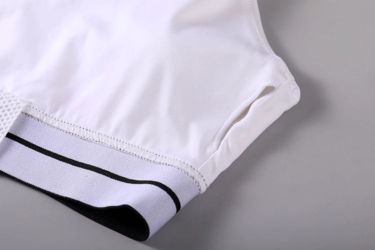Anime Style 2-Piece Short Gymnastics Uniform Sports Tank Top with Sexy Cutout Shorts