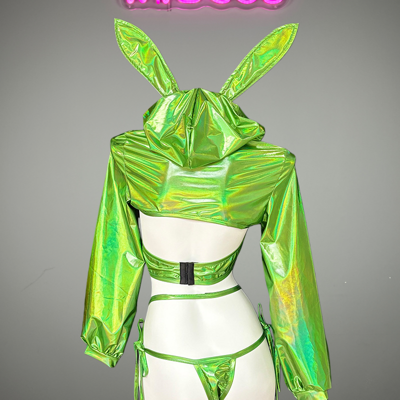 Anime Bunny Girl Style Neo Chrome Spandex Swimwear Sexy Bikini Cosplay Lingerie