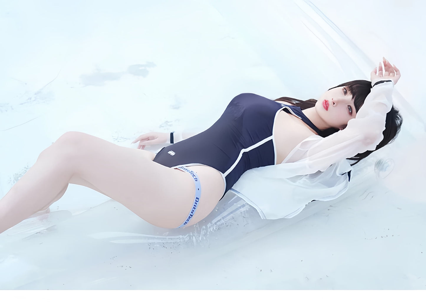 Anime Style JK One Piece Swimsuit with Jacket Spandex Racing Suit Wet Suit