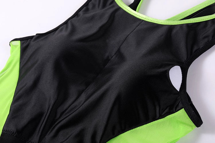 Anime Style One-piece Sexy Racing Swimsuit with Mesh Sheer Dual-color Design