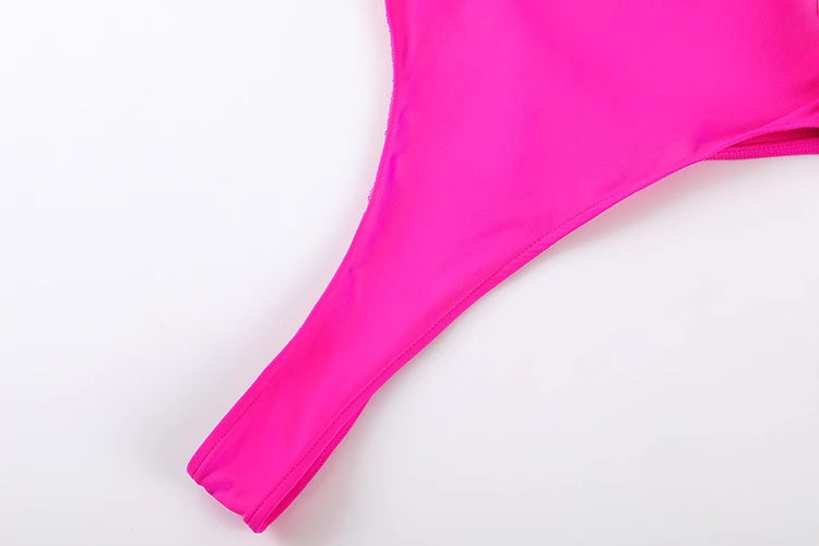 Anime Tropical Style One-piece Swimsuit with Mesh Sheer Overlay Summer Swimwear