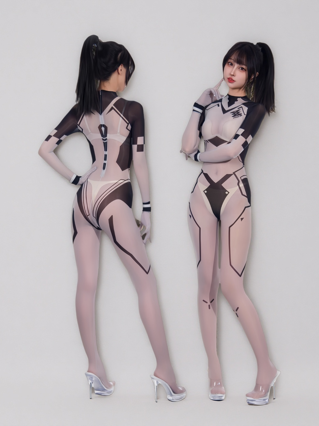 Cyberpunk Style Sheer 10D Nylon Full Bodysuit See Through Body Stocking Lingerie