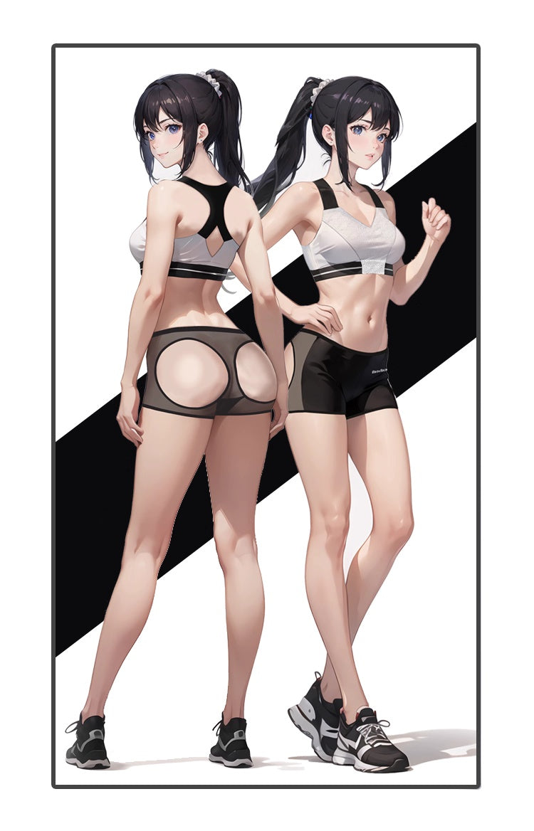 Anime Style 2-Piece Short Gymnastics Uniform Sports Tank Top with Sexy Cutout Shorts