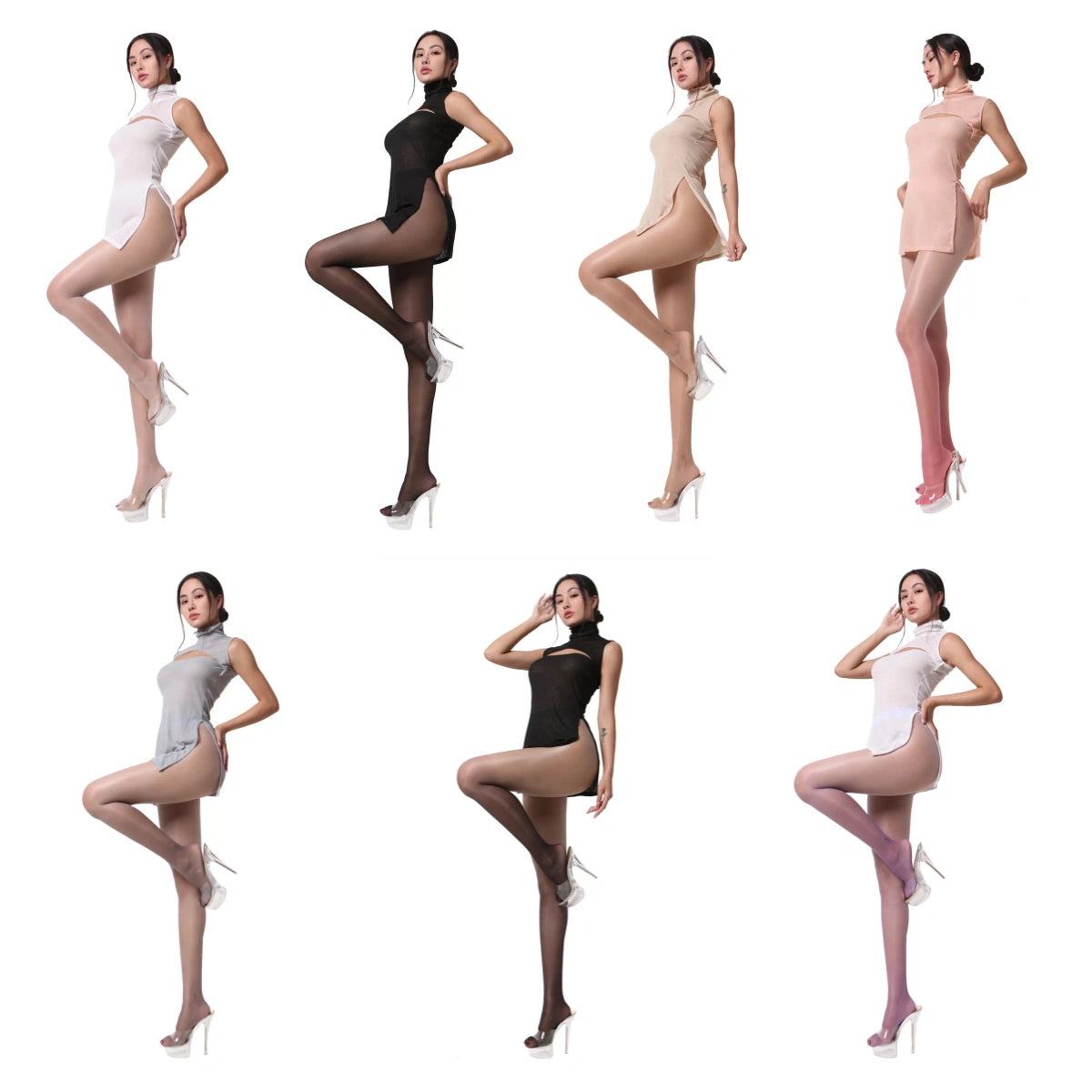 Ethereal Gradient & Solid 20D High-Waist Sheer Pantyhose | Seamless Toe Cosplay Tights