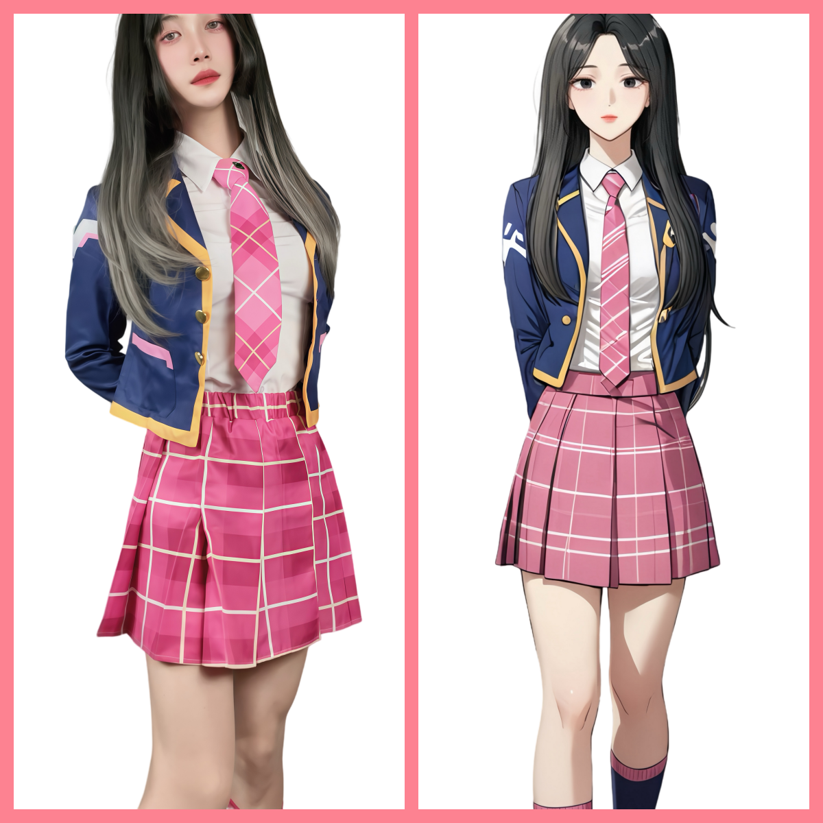 Anime Style Cosplay Halloween Costume Set School Uniform with Jacket and Skirt