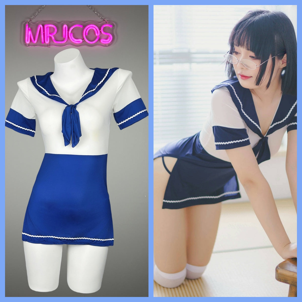 Anime Japanese JK Sailor Style Sexy Spandex Cosplay Costume Lingerie