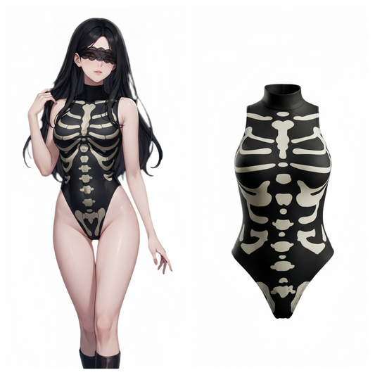 Glow-in-the-Dark Skeleton Spandex Bodysuit – Luminous Cosplay Romper with Back Zipper