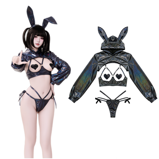 Anime Bunny Girl Style Neo Chrome Spandex Swimwear Sexy Bikini Cosplay Lingerie