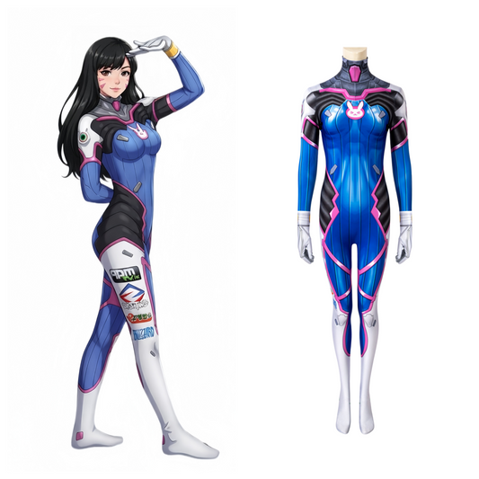 overwatch Bunny Dva Full-Body Stretch Cosplay Bodysuit halloween