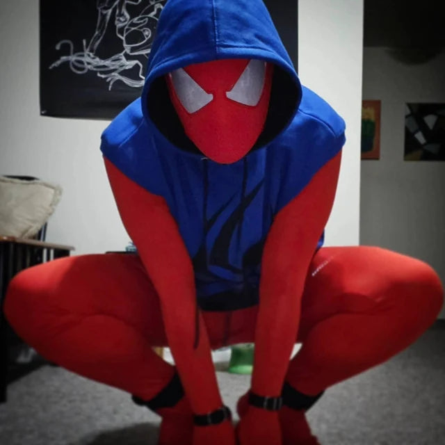 Super Hero Scarlet Spiderman Inspired Cosplay Halloween Mask with 3D Printed Face Shell - MRJCOS