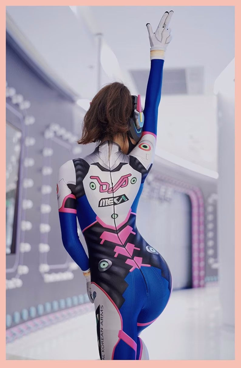 Overwatch D.VA Spandex Cosplay Full BodySuit Halloween Costume