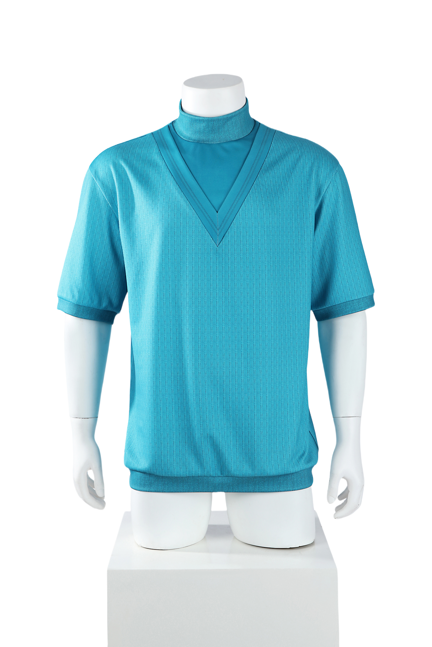 [Inventory Clearance] Men's Vintage Teal Mock Turtleneck Short Sleeve Top