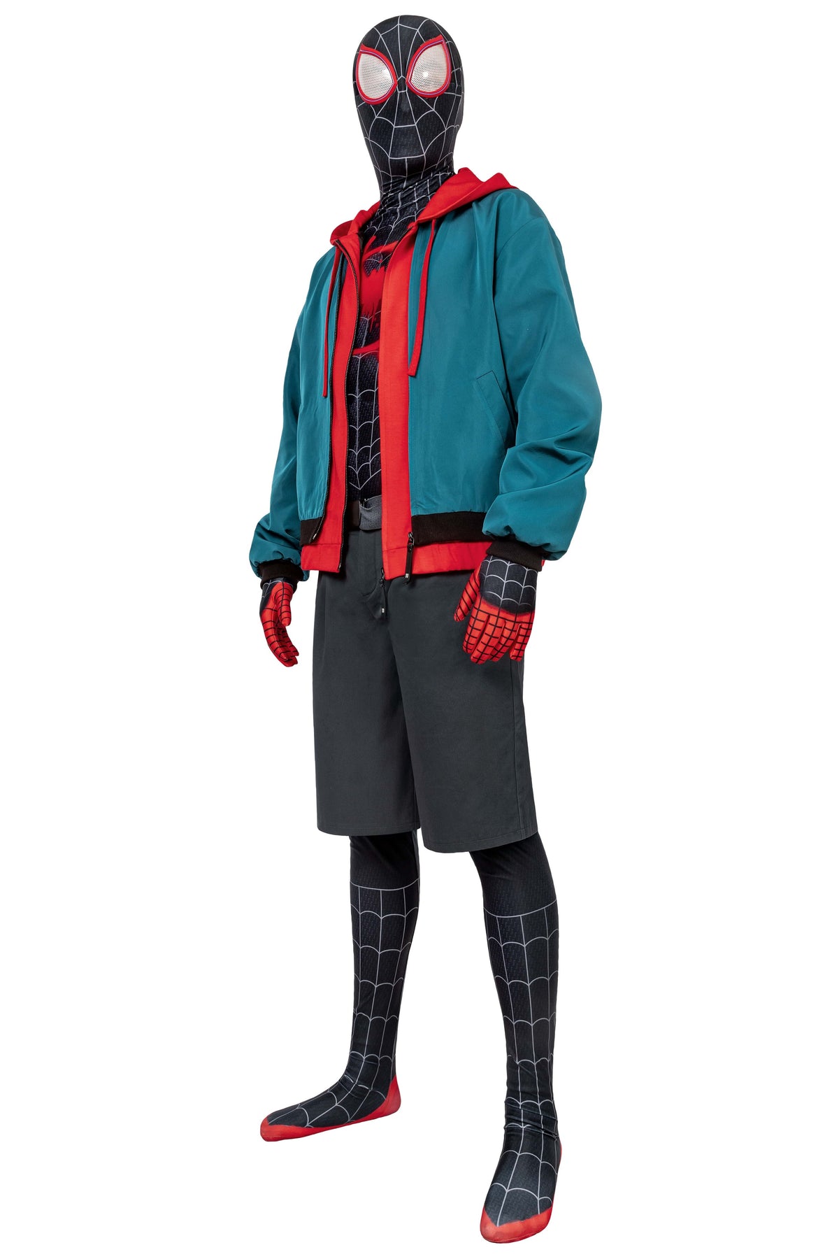 Multiverse Miles Spider man Cosplay Costume Set - Full Bodysuit, Jacket, Shorts & Belt