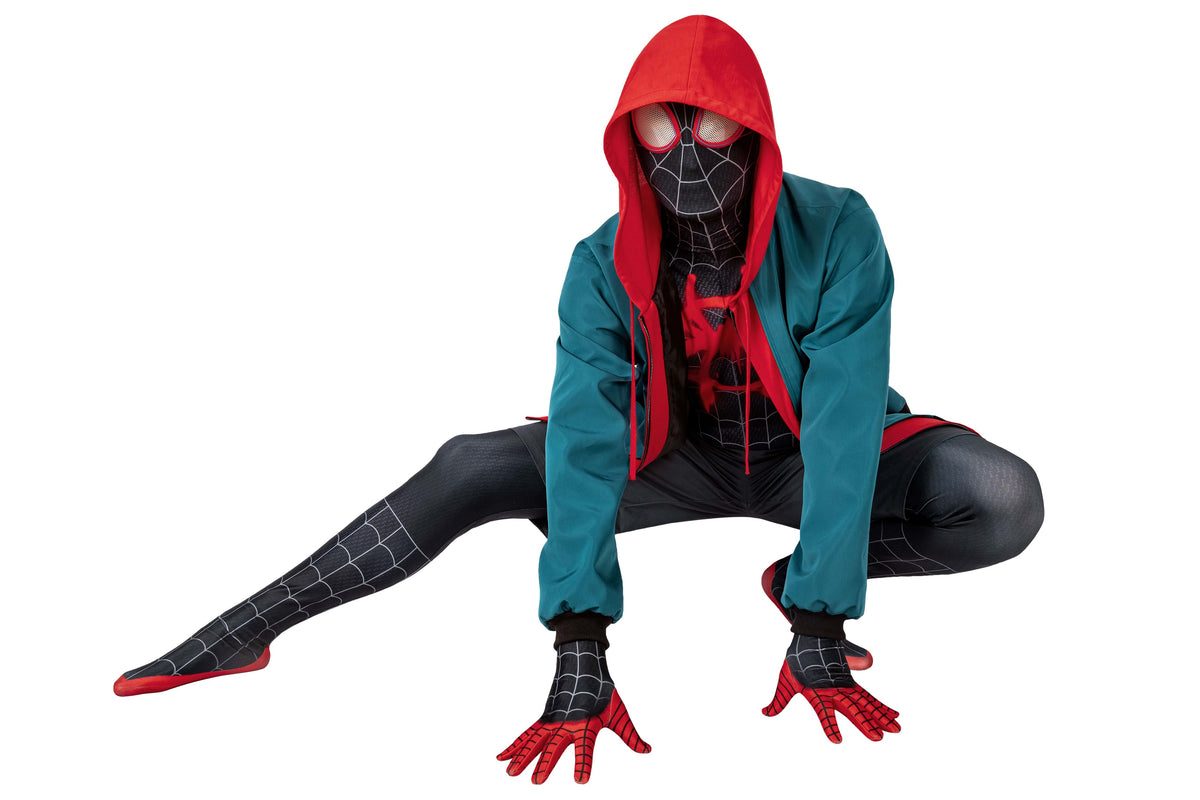 Multiverse Miles Spider man Cosplay Costume Set - Full Bodysuit, Jacket, Shorts & Belt