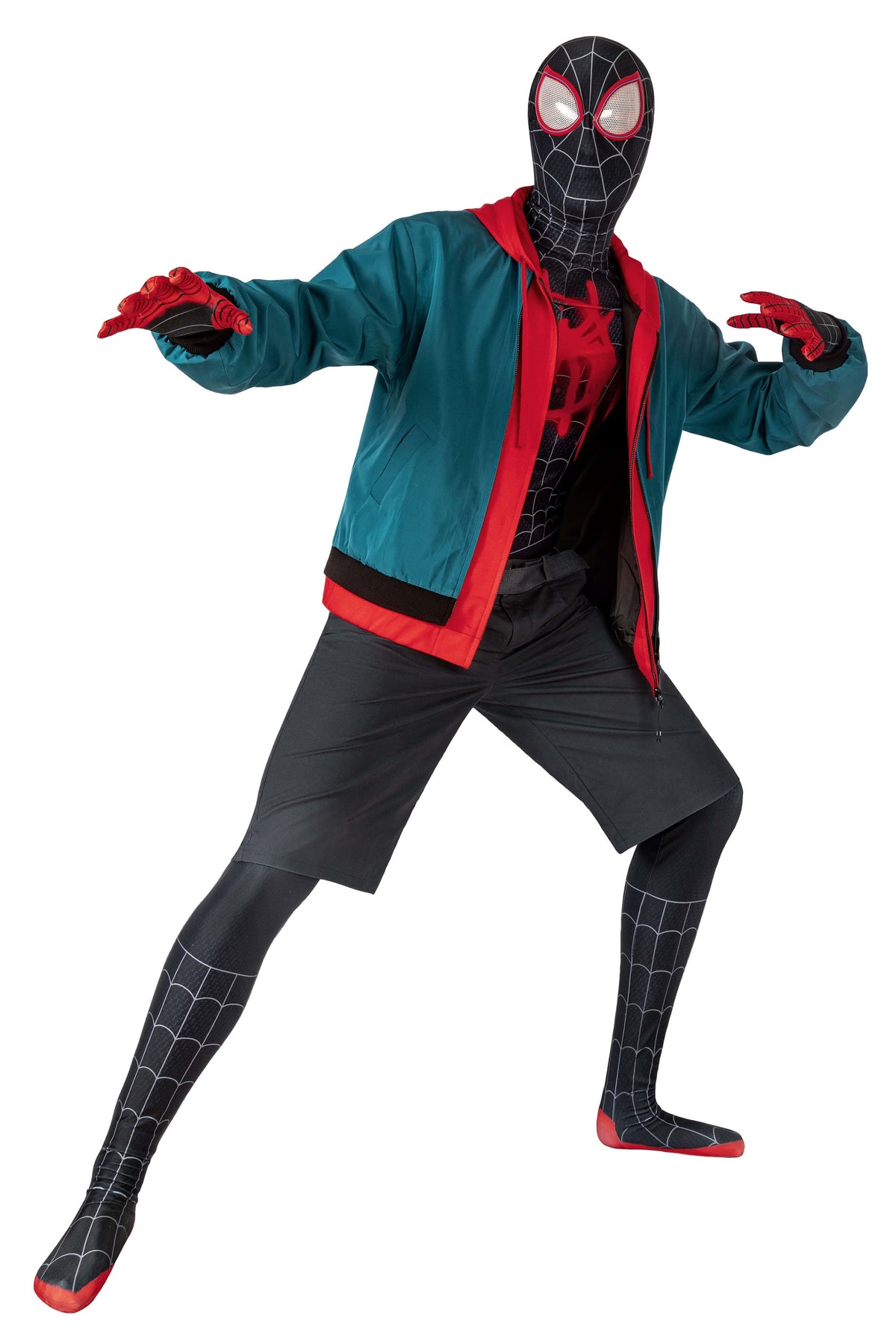 Multiverse Miles Spider man Cosplay Costume Set - Full Bodysuit, Jacket, Shorts & Belt
