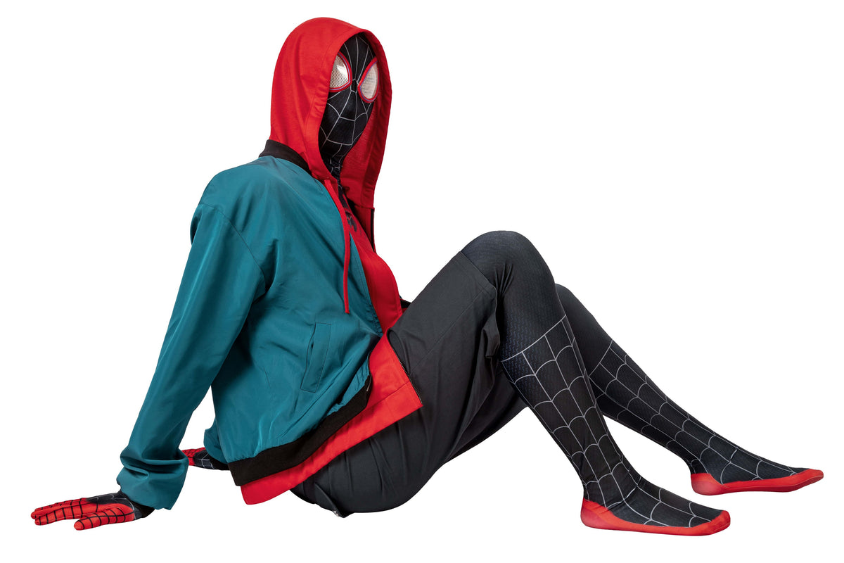 Multiverse Miles Spider man Cosplay Costume Set - Full Bodysuit, Jacket, Shorts & Belt