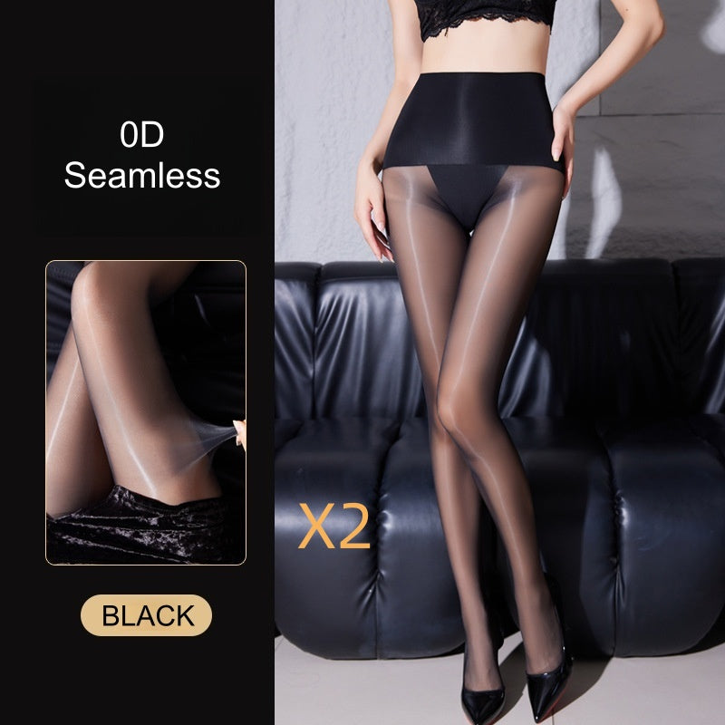 0D Oil Shine Seamless Pantyhose – Ultra-Smooth & Reflective