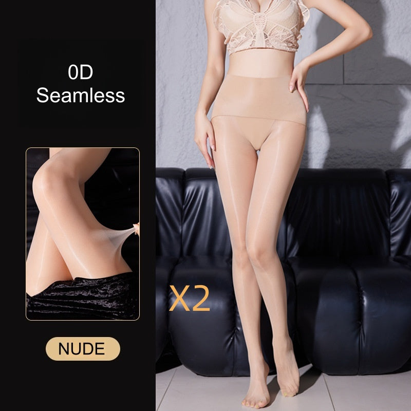 0D Oil Shine Seamless Pantyhose – Ultra-Smooth & Reflective