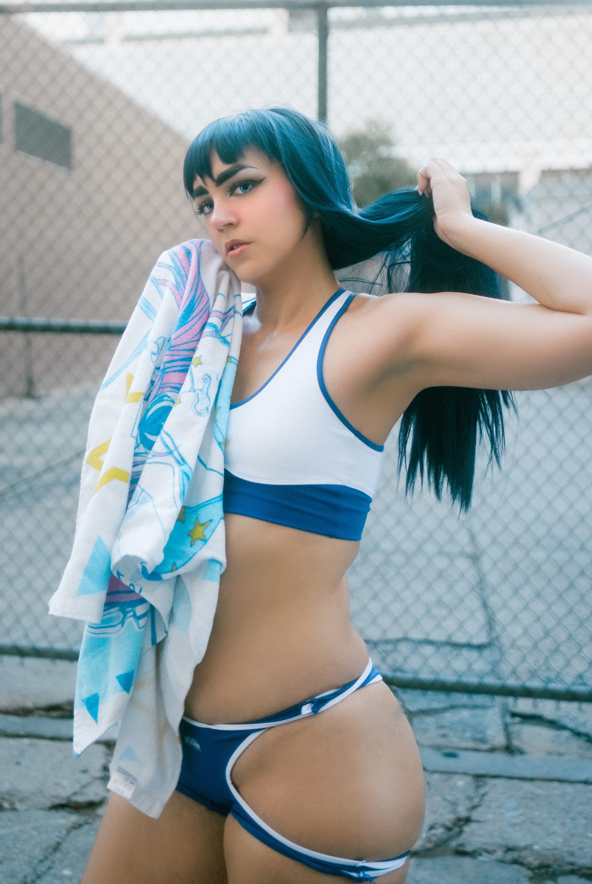 Anime Style 3-Piece Short Gymnastics Uniform Sports Tank Top with Sexy Cutout Shorts