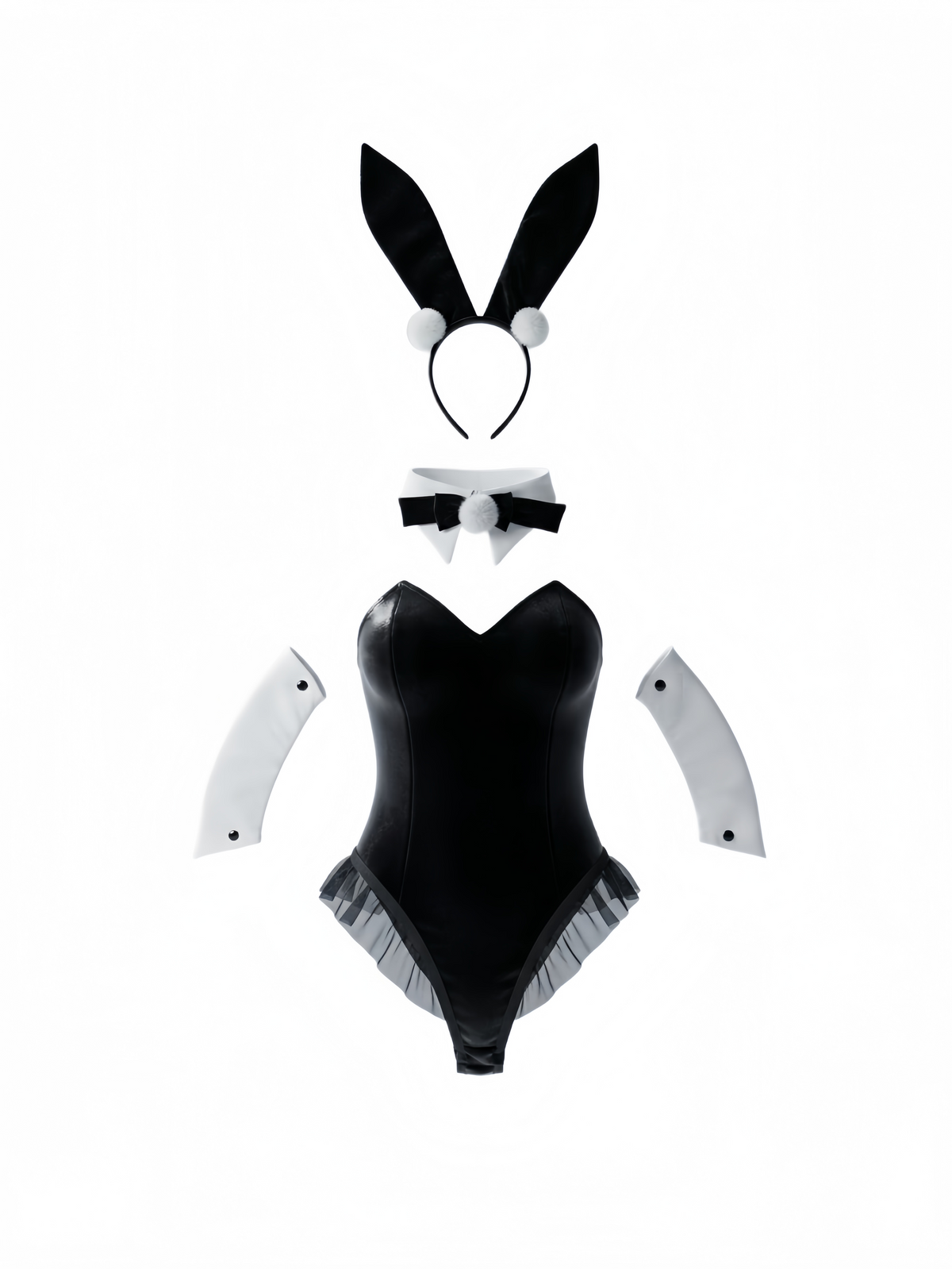 Deluxe PU Leather Bunny Cosplay Bodysuit Set