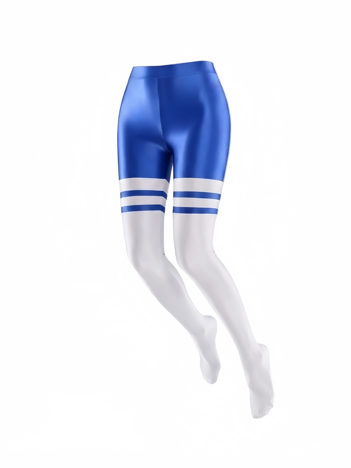 Glossy Two-Tone Athletic Leggings – High-Stretch Spandex Yoga & Cosplay Tights