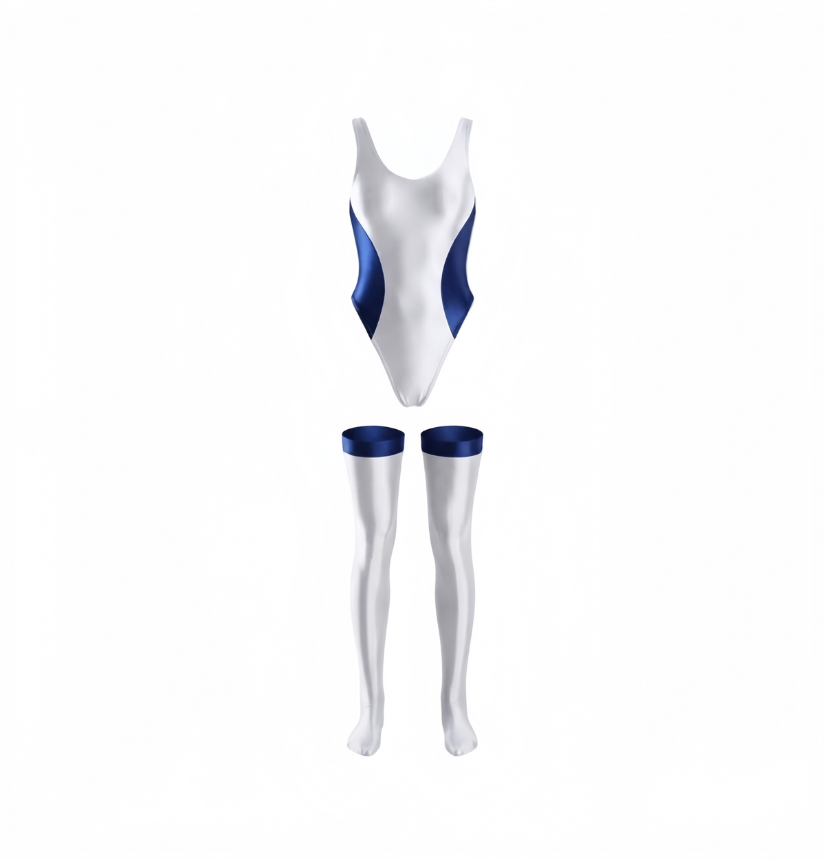 Sleek Contrast One-Piece Spandex & Nylon Swimsuit with Matching Footed Leggings 
