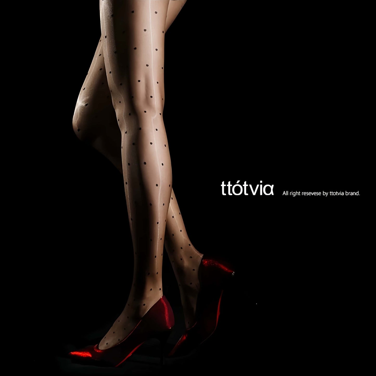 ttotvia Vintage Polka Dots 1D Ultra Thin Sheer Toe Crotchless Pantyhose Nylon Tights