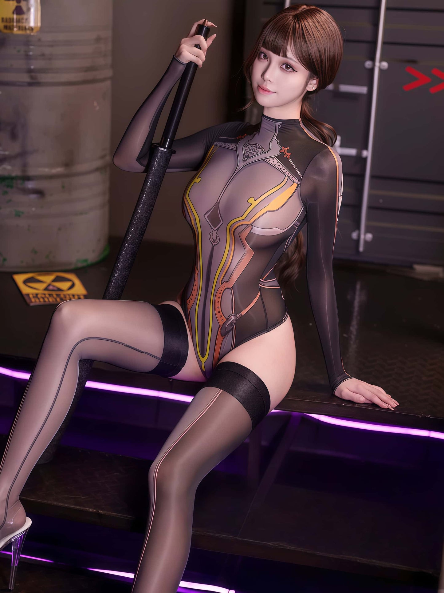 Anime Style Super Hero Eve Sheer 10D Nylon Spandex Bodysuit Lingerie