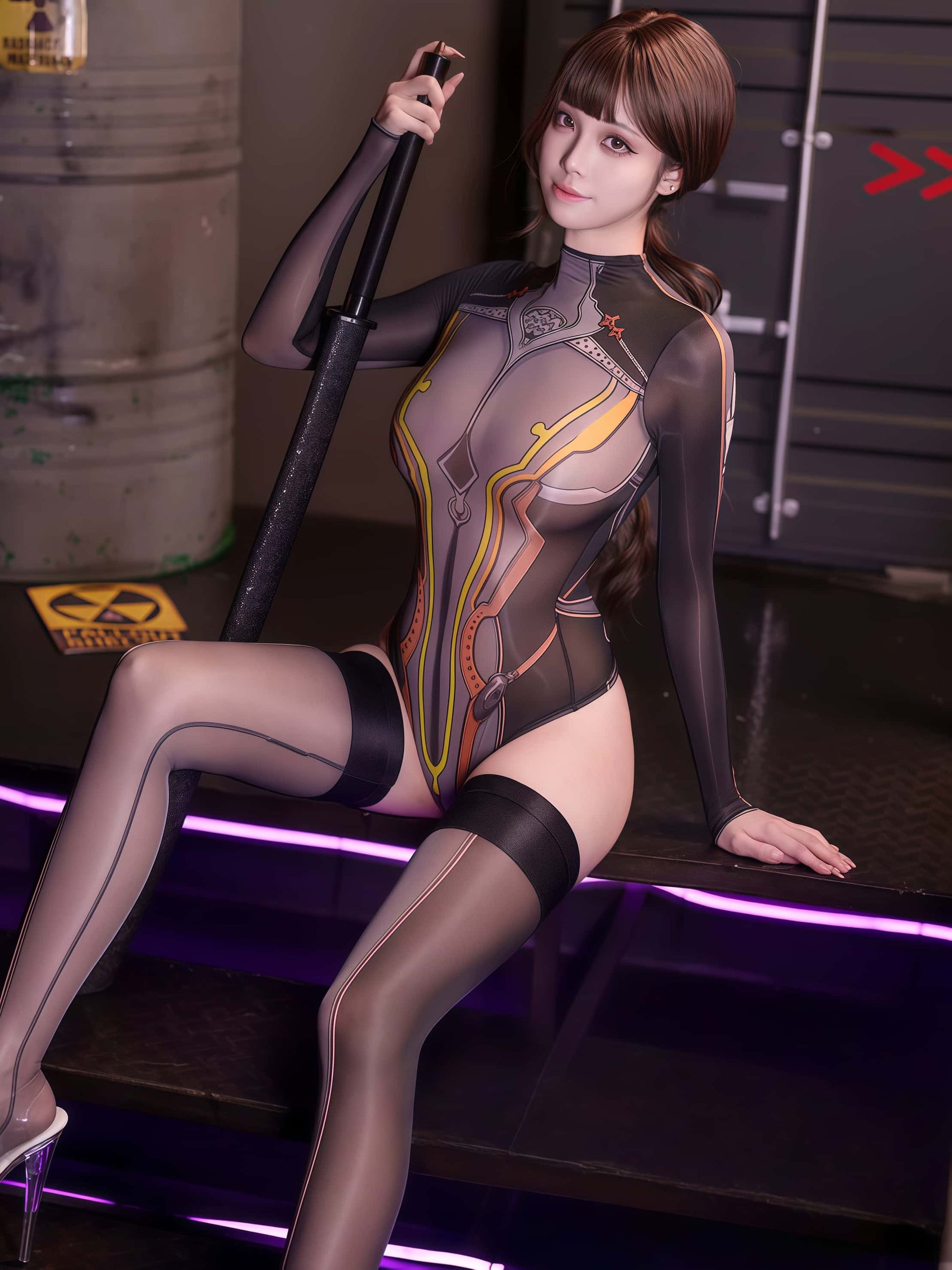 Anime Style Super Hero Eve Sheer 10D Nylon Spandex Bodysuit Lingerie