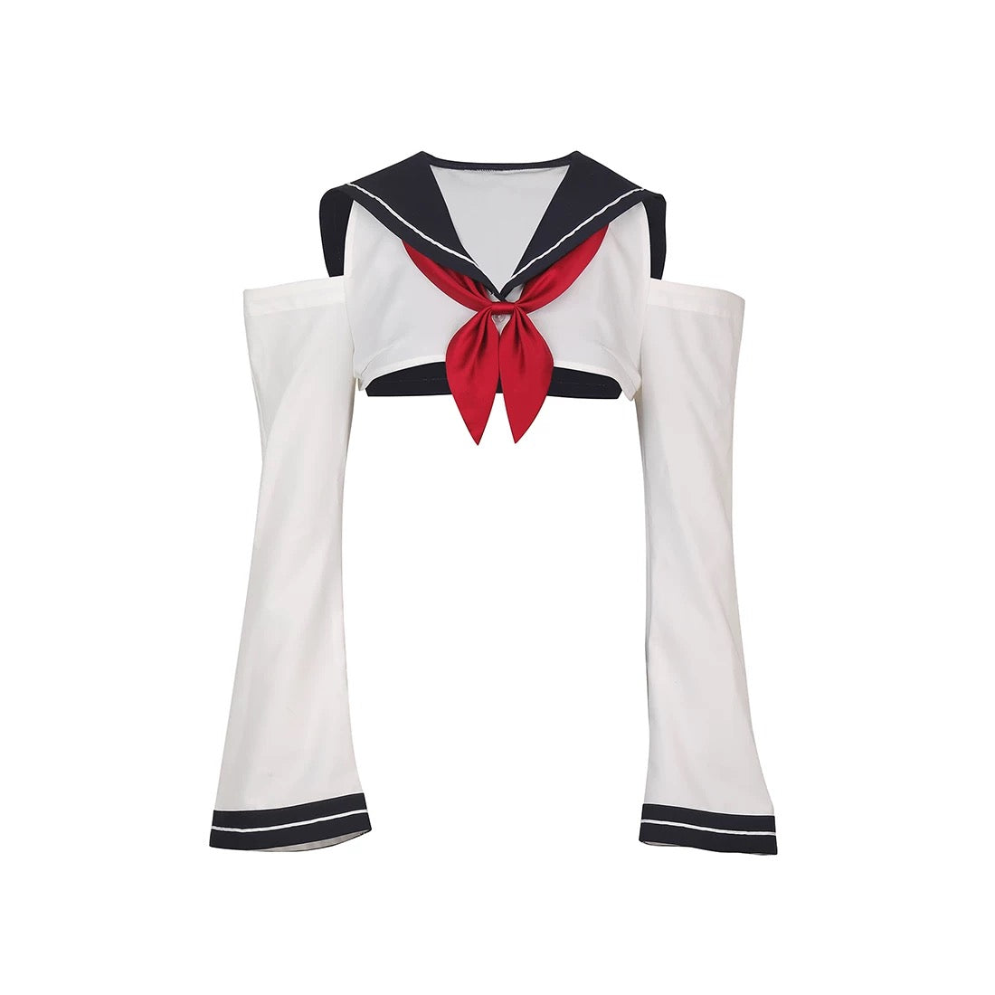 Anime Sailor Style Two-Piece Uniform Bondage Swimsuit Set with Crop Top