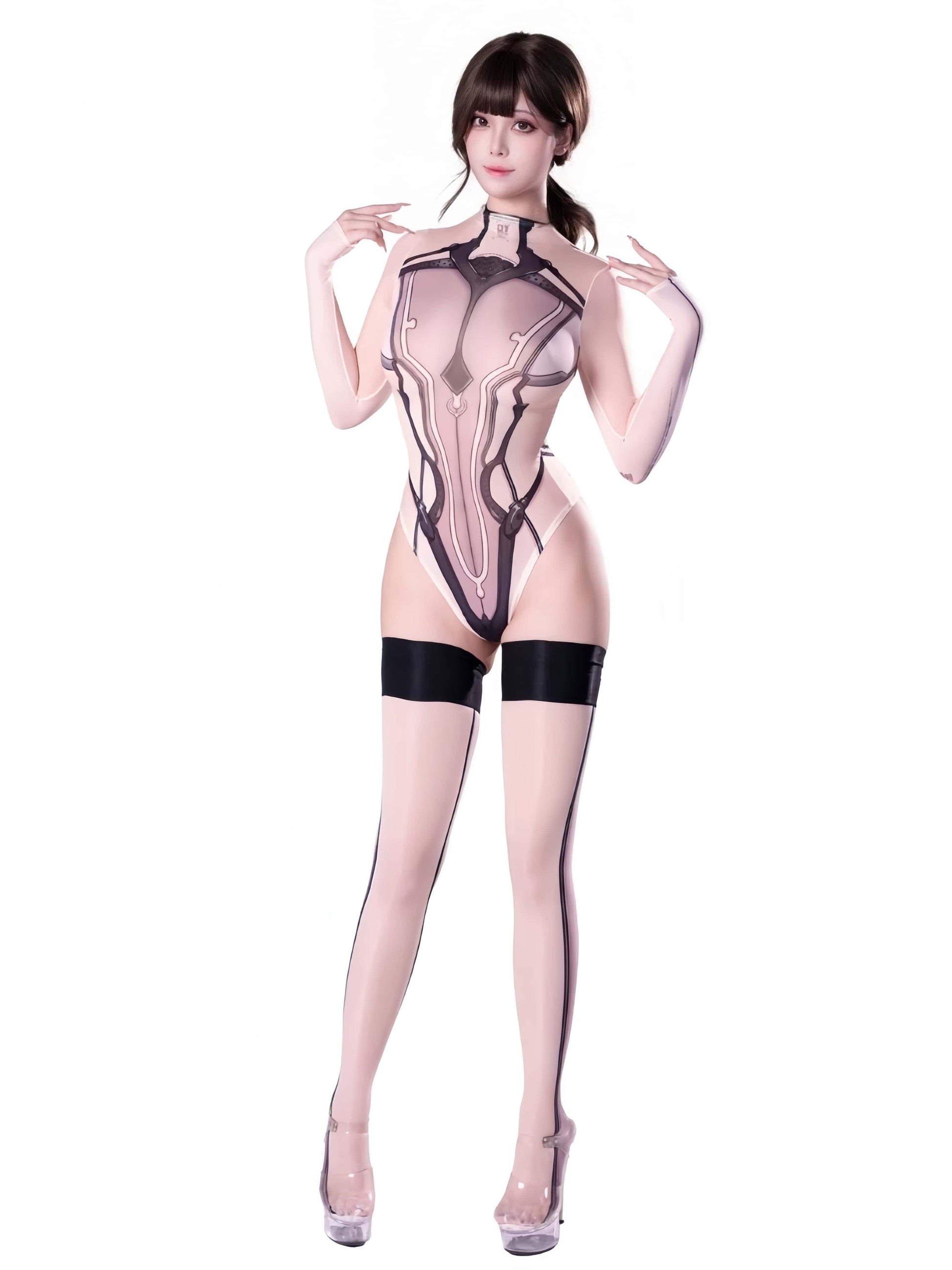 Anime Style Super Hero Eve Sheer 10D Nylon Spandex Bodysuit Lingerie