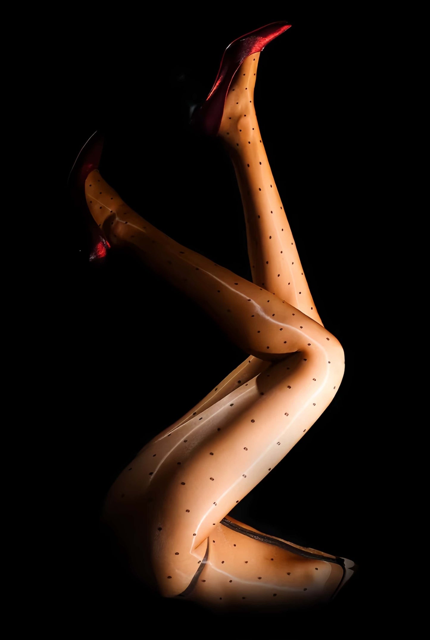 ttotvia Vintage Polka Dots 1D Ultra Thin Sheer Toe Crotchless Pantyhose Nylon Tights