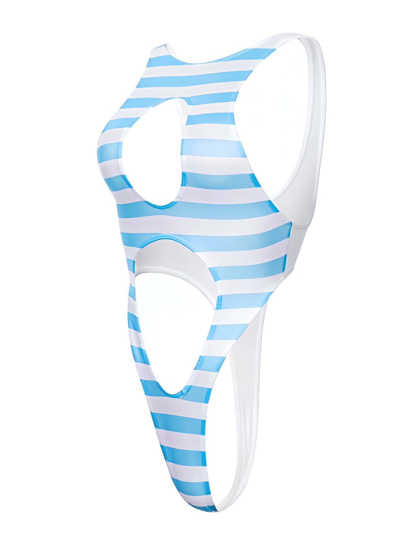 Dual Color Spandex Cut-out Monokini High Cut Swimsuit Race Queen Bodysuit