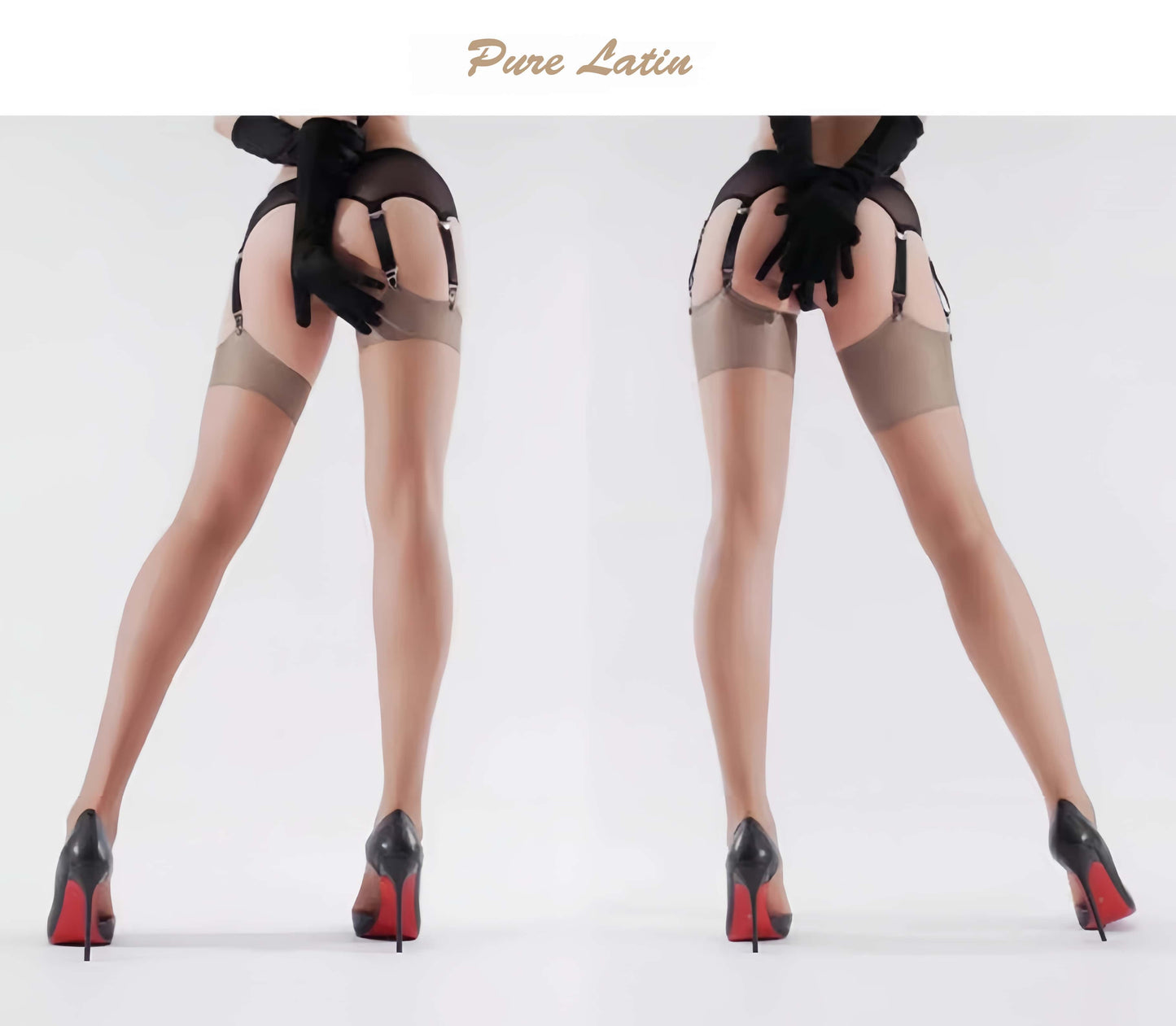 Satin-Look Vintage Style Stockings with Garter Belt 