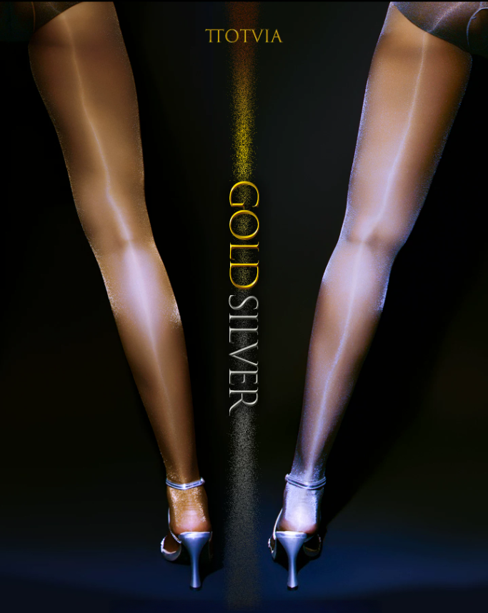 Starlight Shimmer 8D Oil Shine Pantyhose – High-Waist Open Crotch Glitter Tights